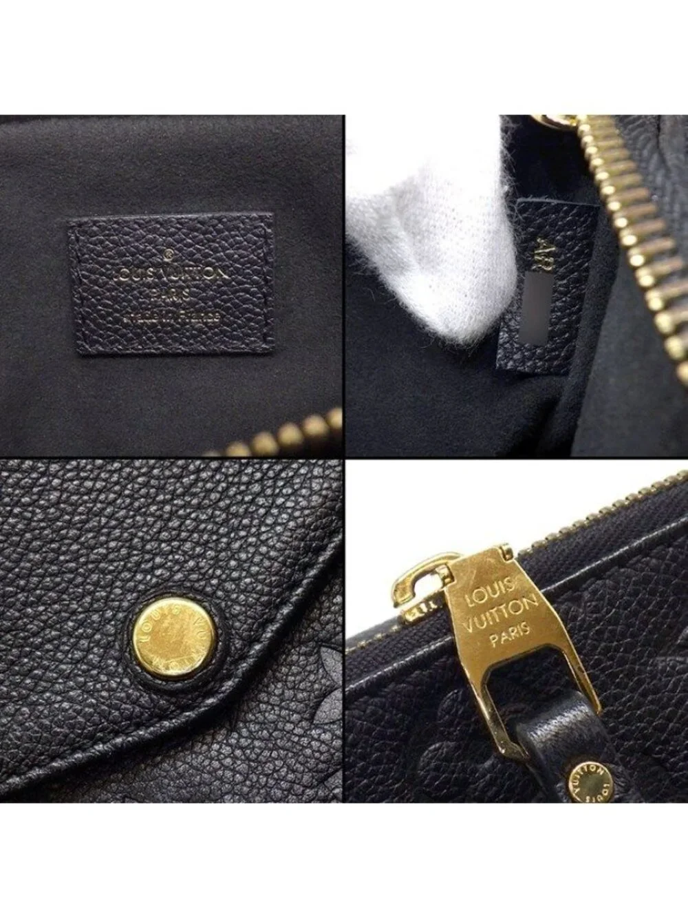 Louis Vuitton Shoulder Bag Black Monogram Empreinte Leather Gold